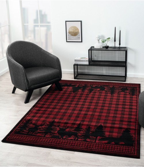 United Weavers Highlands Red 3115-60830 5 ft. 3 in. X 7 ft. 2 in. Rectangle Rug