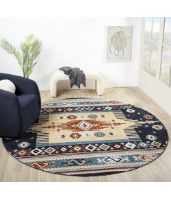 United Weavers Stratton Navy 675-71364 7 ft. 11 in. X 7 ft. 11 in. Round Rug