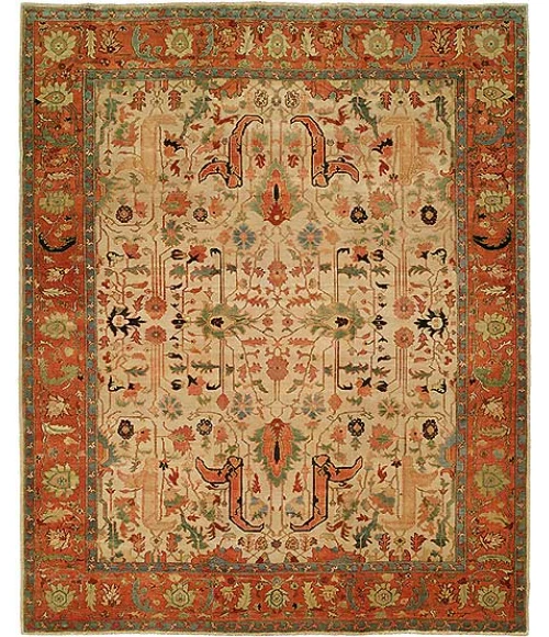 Harounian Antique Heriz Ivory - Rust 101 8 ft. X 10 ft. Rectangle Rug