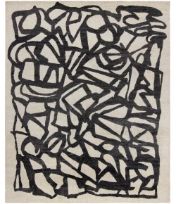 Harounian Spiral Ivory-Black SP-03 9 ft. X 12 ft. Rectangle Rug