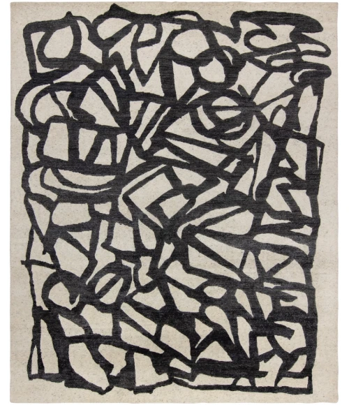 Harounian Spiral Ivory-Black SP-03 8 ft. X 10 ft. Rectangle Rug