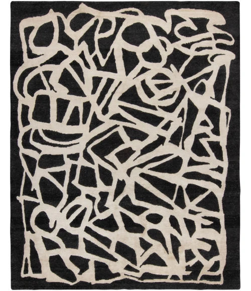 Harounian Spiral Black-White SP-04 6 ft. X 9 ft. Rectangle Rug