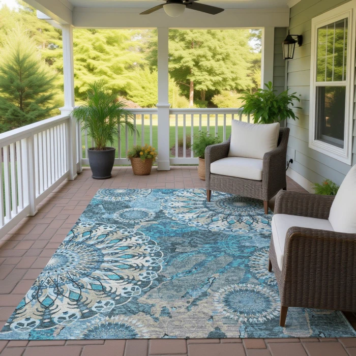 Addison Rugs Chantille Teal ACN2335 9ft. x 12ft. Rect. Rug