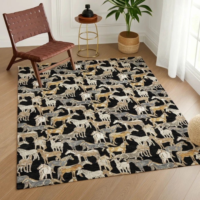Addison Rugs Chantille Black ACN2520 9ft. x 12ft. Rect. Rug