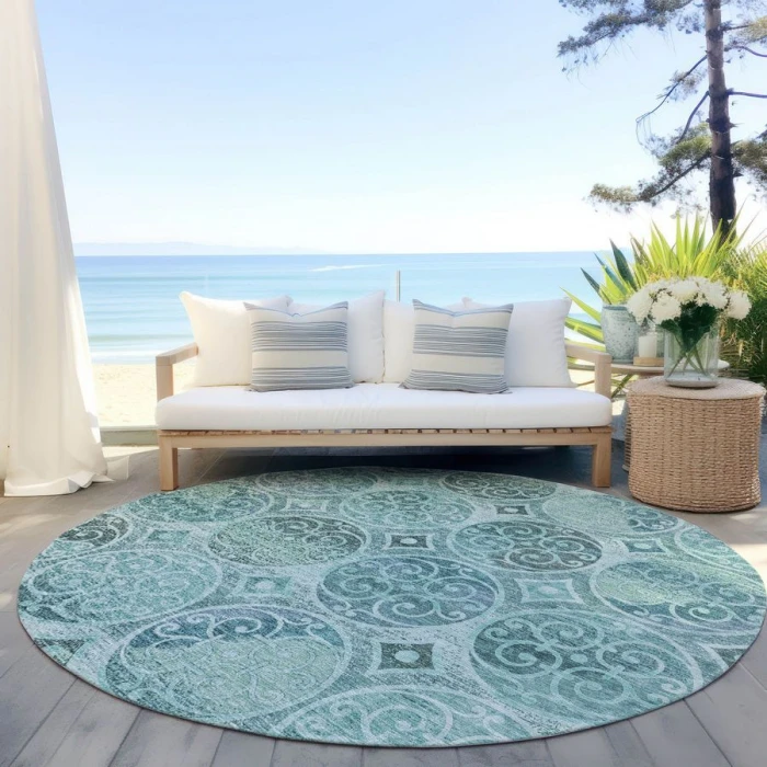 Addison Chantille ACN738-Teal 8 ft. X 8 ft. Round Rug