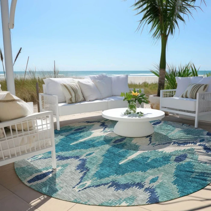 Addison Chantille ACN743-Teal 8 ft. X 8 ft. Round Rug