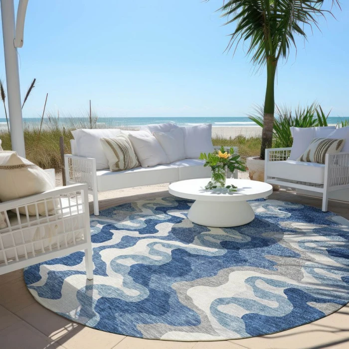 Addison Chantille ACN750-Blue 8 ft. X 8 ft. Round Rug