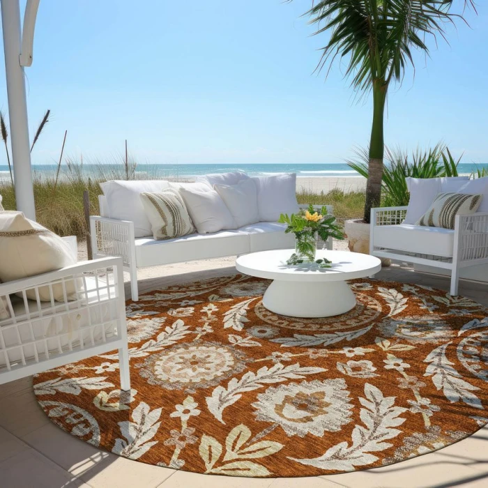 Addison Chantille ACN751-Paprika 8 ft. X 8 ft. Round Rug