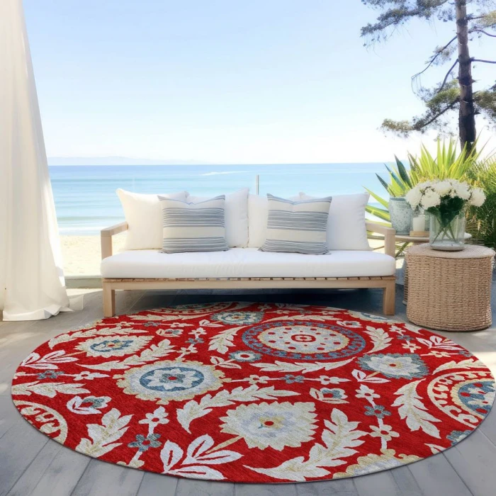 Addison Chantille ACN751-Red 8 ft. X 8 ft. Round Rug
