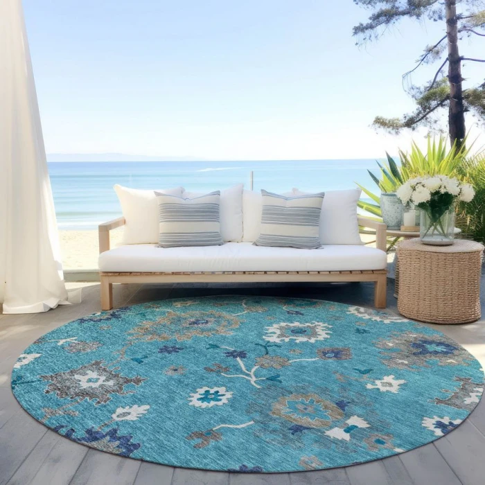 Addison Chantille ACN753-Teal 8 ft. X 8 ft. Round Rug