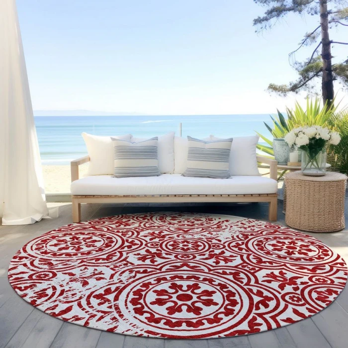 Addison Chantille ACN758-Red 8 ft. X 8 ft. Round Rug