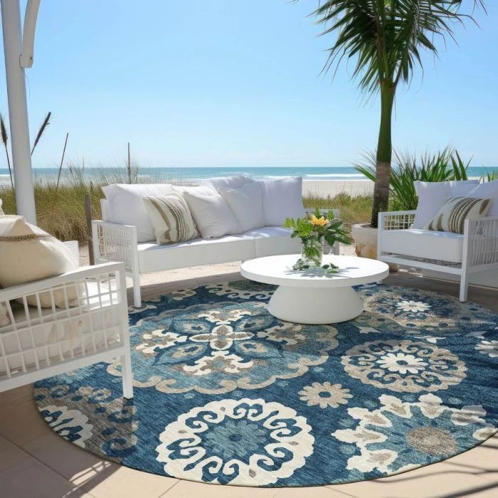 Addison Chantille ACN763-Blue 8 ft. X 8 ft. Round Rug