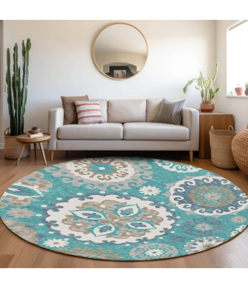 Addison Chantille ACN763-Teal 8 ft. X 8 ft. Round Rug