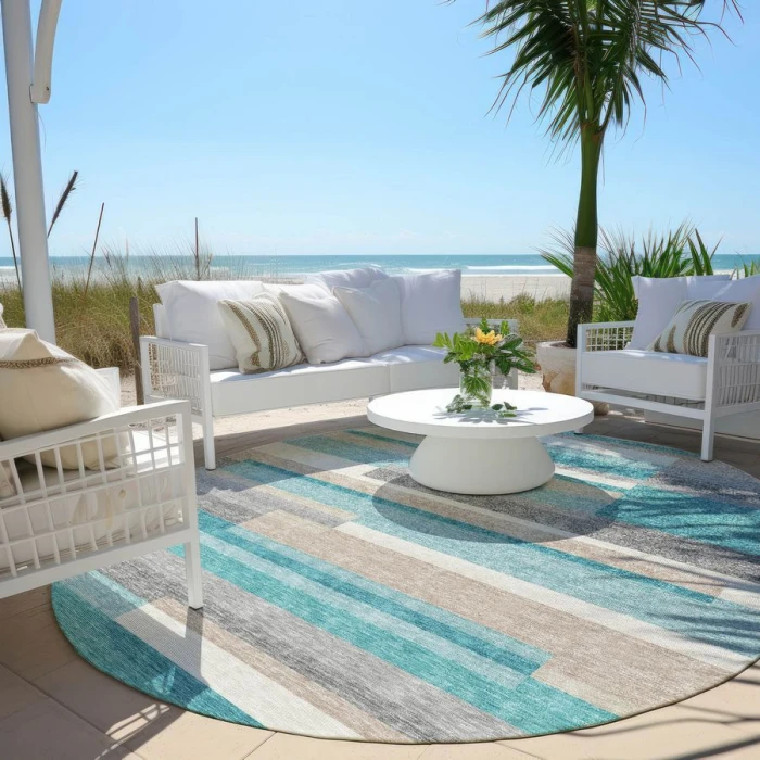 Addison Chantille ACN766-Teal 8 ft. X 8 ft. Round Rug