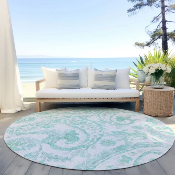 Addison Chantille ACN835-Turquoise 8 ft. X 8 ft. Round Rug