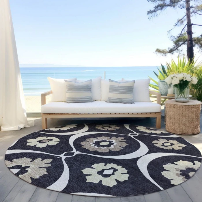 Addison Chantille ACN858-Black 8 ft. X 8 ft. Round Rug