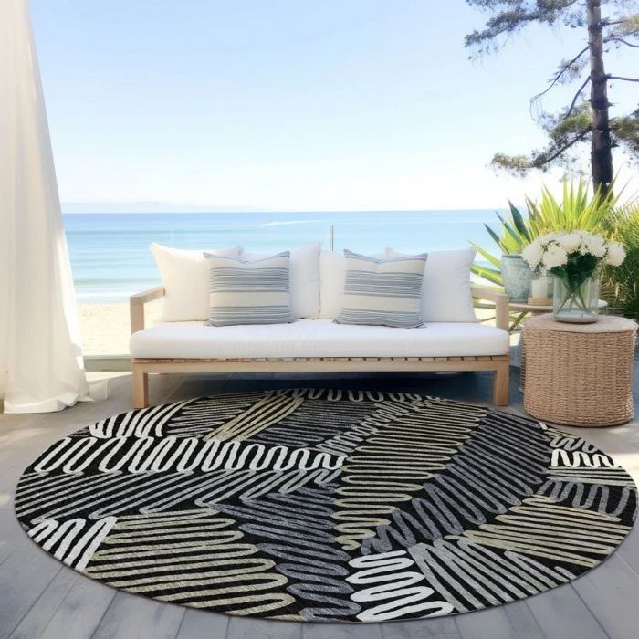 Addison Chantille ACN904-Black 8 ft. X 8 ft. Round Rug
