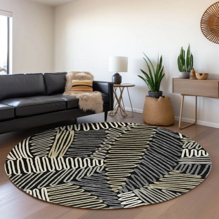 Addison Chantille ACN904-Black 8 ft. X 8 ft. Round Rug