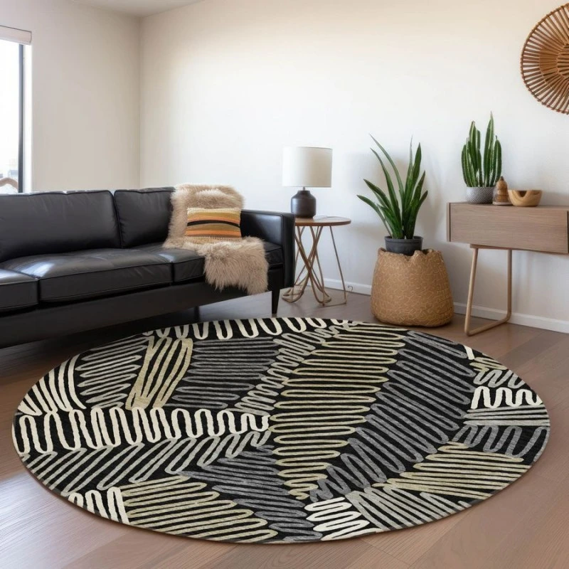 Addison Chantille ACN904-Black 8 ft. X 8 ft. Round Rug