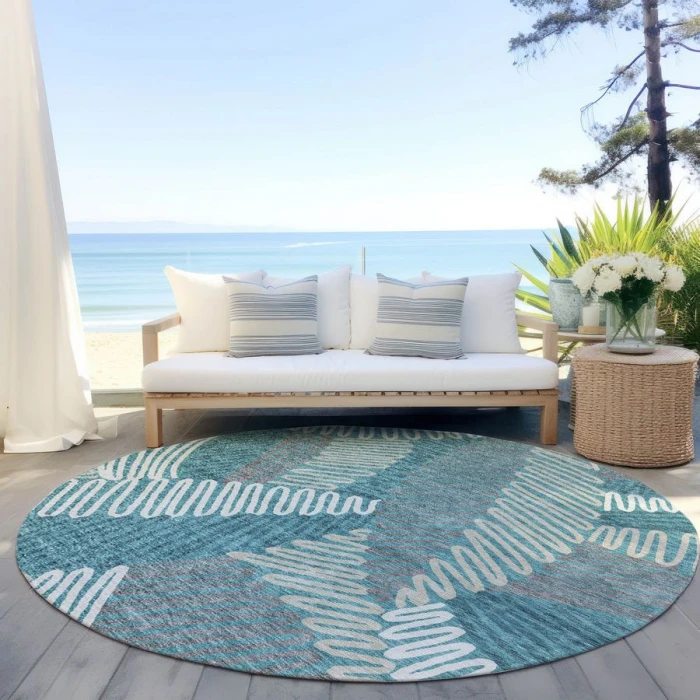 Addison Chantille ACN904-Teal 8 ft. X 8 ft. Round Rug