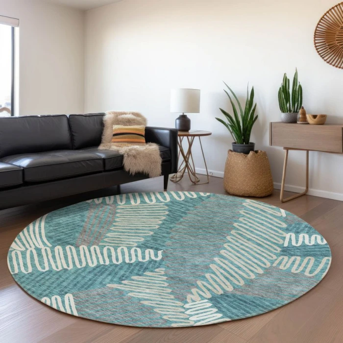 Addison Chantille ACN904-Teal 8 ft. X 8 ft. Round Rug