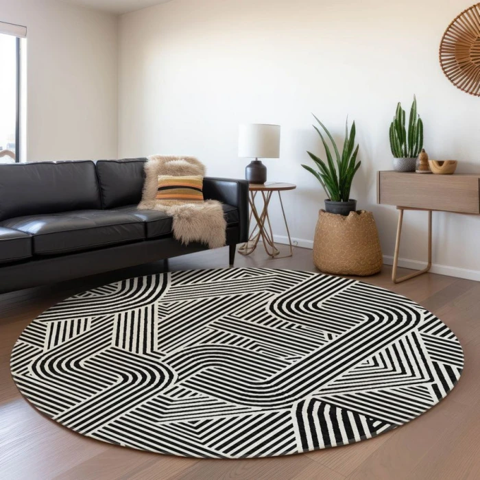 Addison Chantille ACN917-Black 8 ft. X 8 ft. Round Rug