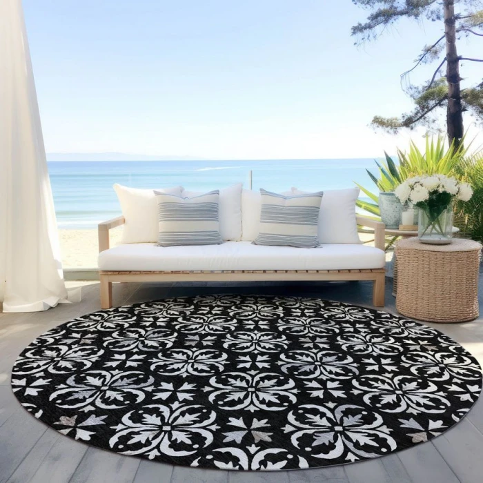 Addison Chantille ACN930-Black 8 ft. X 8 ft. Round Rug