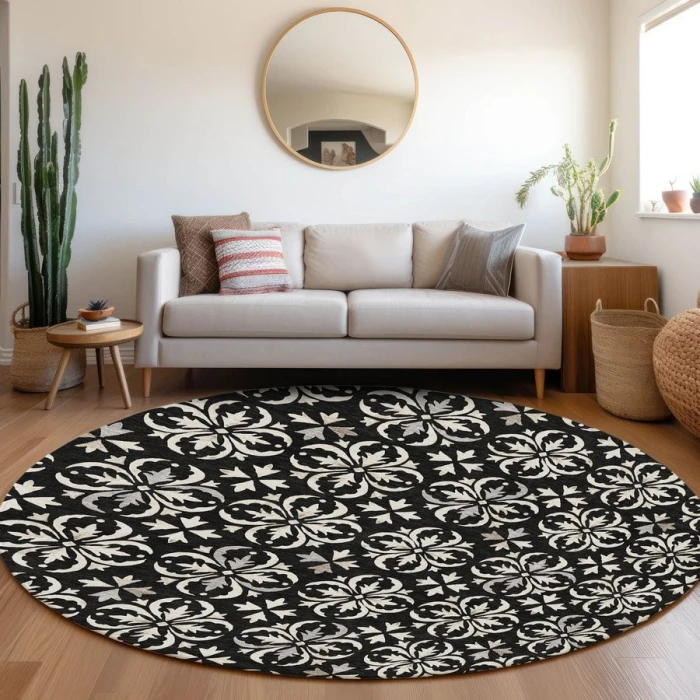 Addison Chantille ACN930-Black 8 ft. X 8 ft. Round Rug