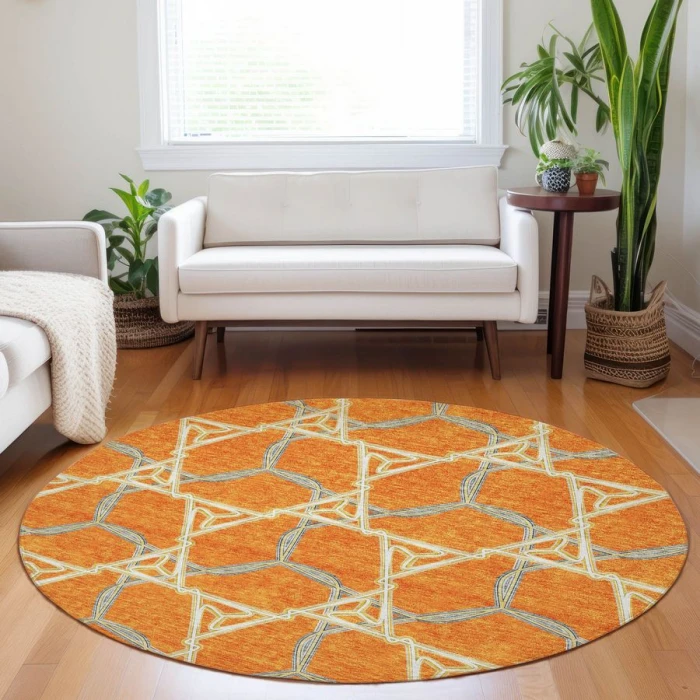 Addison Chantille ACN959-Orange 8 ft. X 8 ft. Round Rug