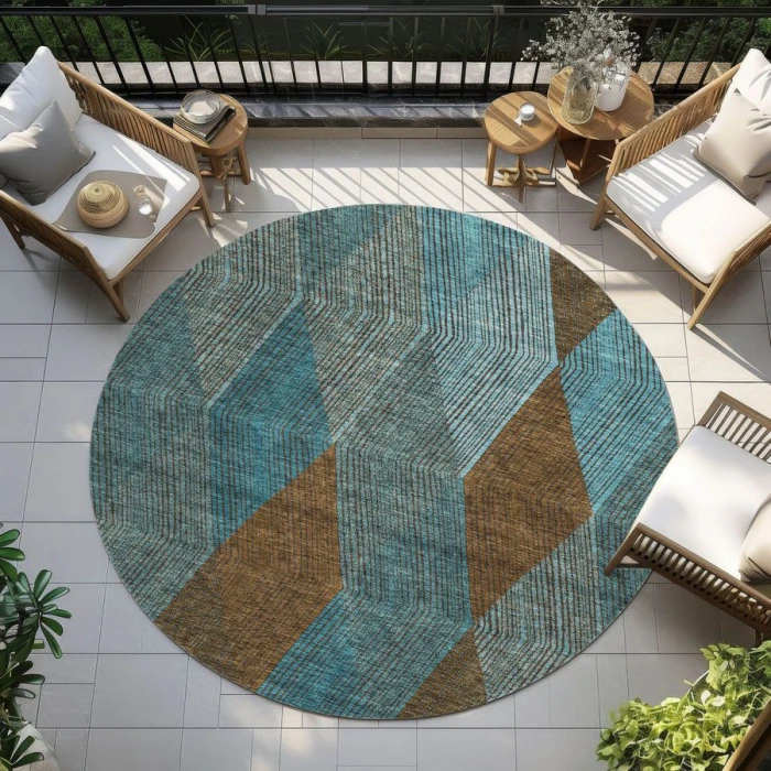 Addison Chantille ACN962-Teal 8 ft. X 8 ft. Round Rug