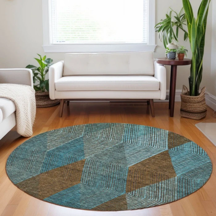 Addison Chantille ACN962-Teal 8 ft. X 8 ft. Round Rug