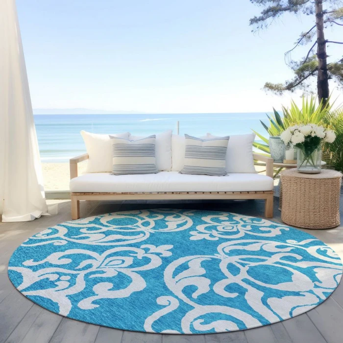 Addison Chantille ACN973-Turquoise 8 ft. X 8 ft. Round Rug