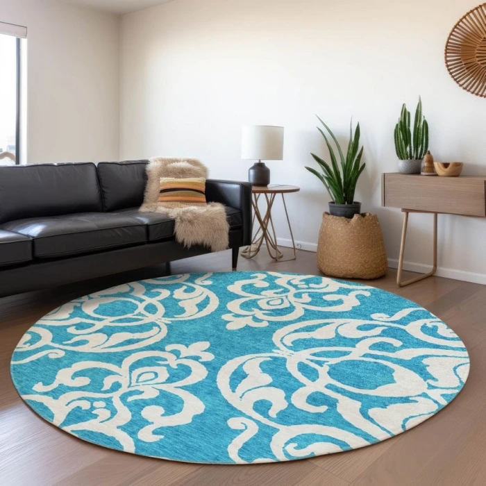 Addison Chantille ACN973-Turquoise 8 ft. X 8 ft. Round Rug