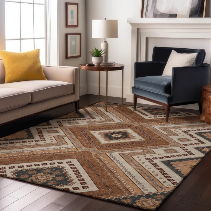 Addison Mayfield Orange AMF1010 - 8ft. Round Rug
