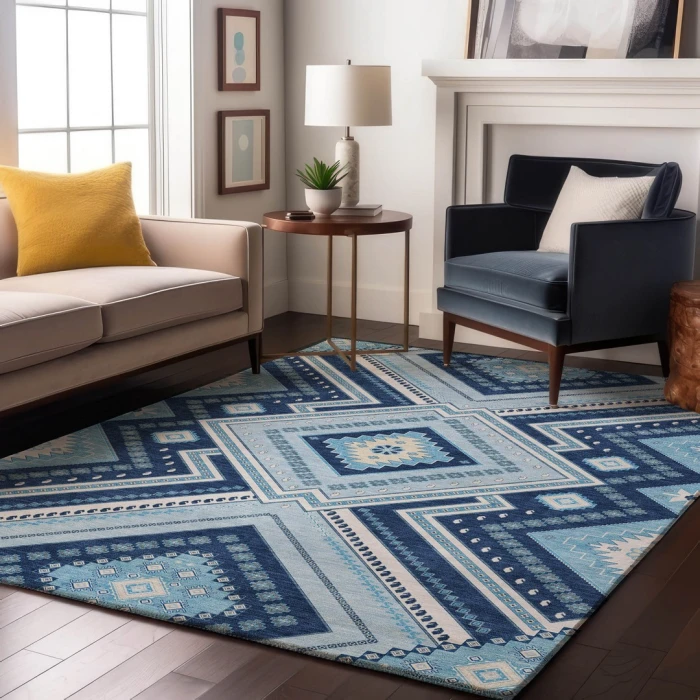Addison Mayfield Blue AMF1010 - 8ft. Round Rug