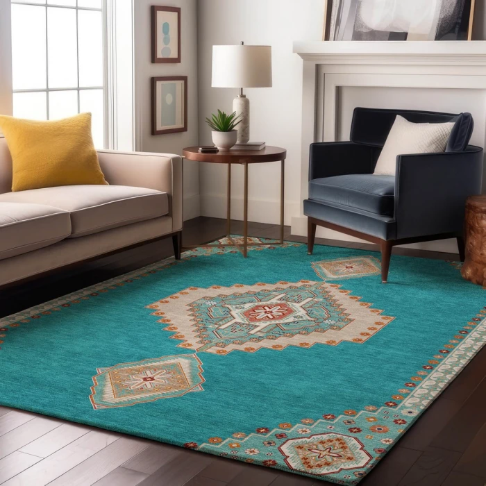 Addison Mayfield Teal AMF1014 - 8ft. Round Rug
