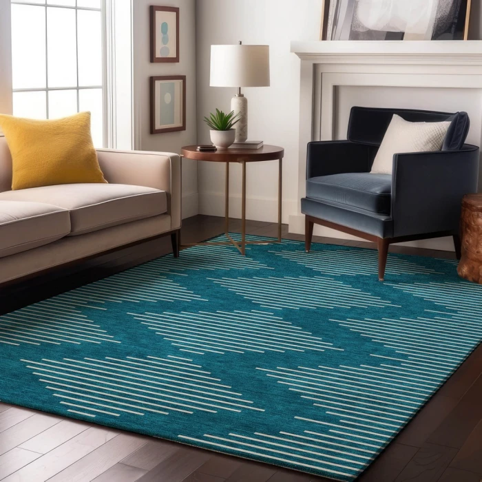 Addison Mayfield Teal AMF1016 - 8ft. Round Rug