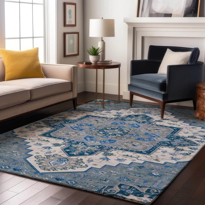 Addison Mayfield Blue AMF1036 - 8ft. Round Rug