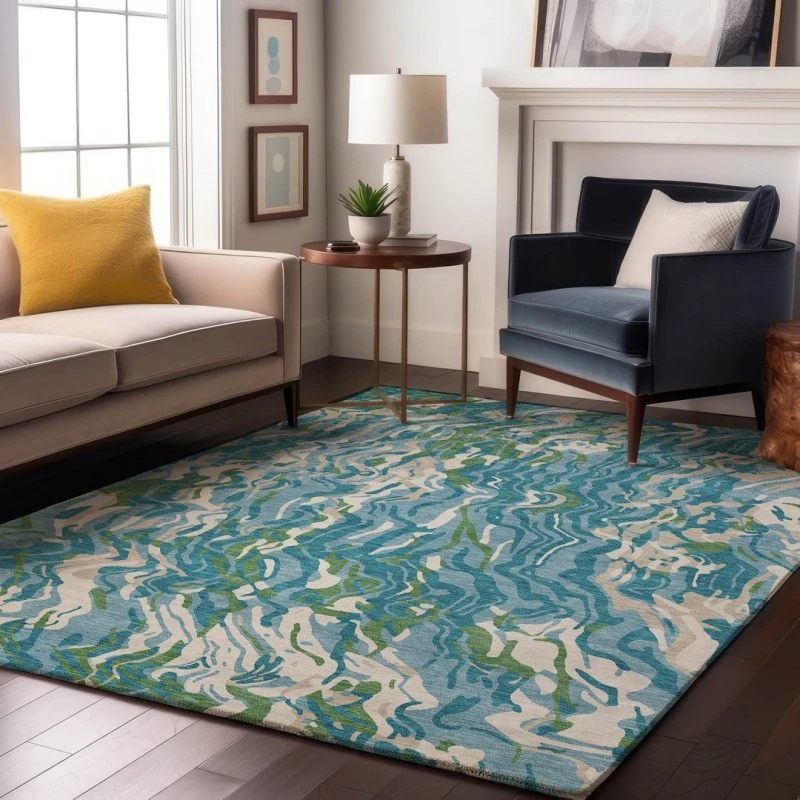 Addison Mayfield Teal AMF1038 - 8ft. Round Rug
