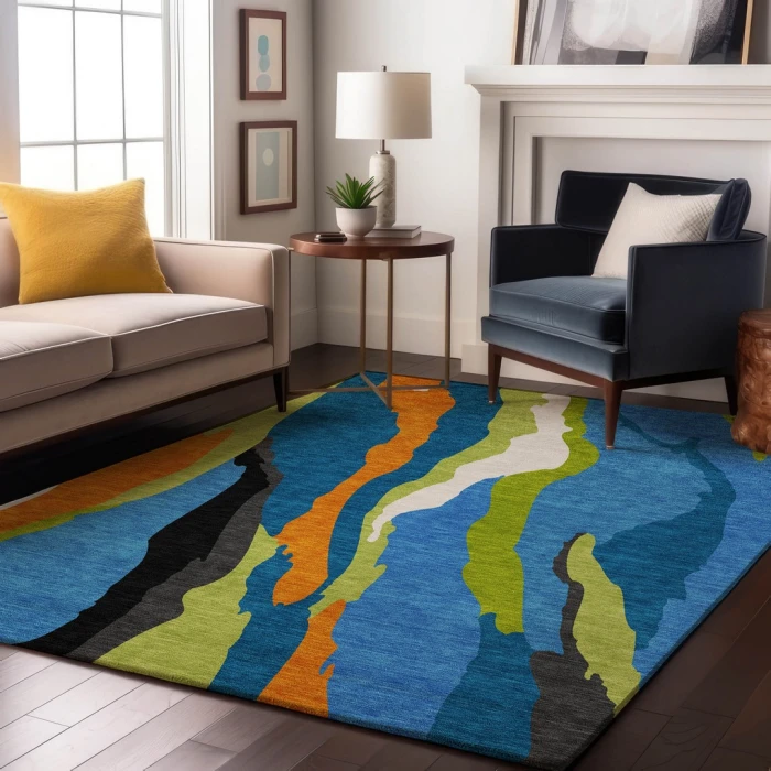 Addison Mayfield Blue AMF1047 - 8ft. Round Rug