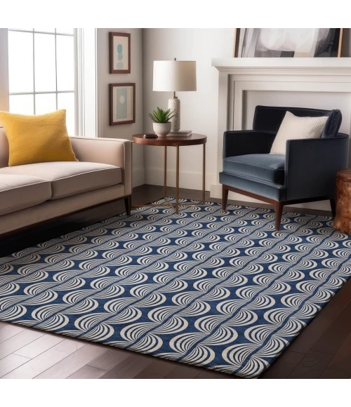 Addison Mayfield Blue AMF1055 - 8ft. Round Rug