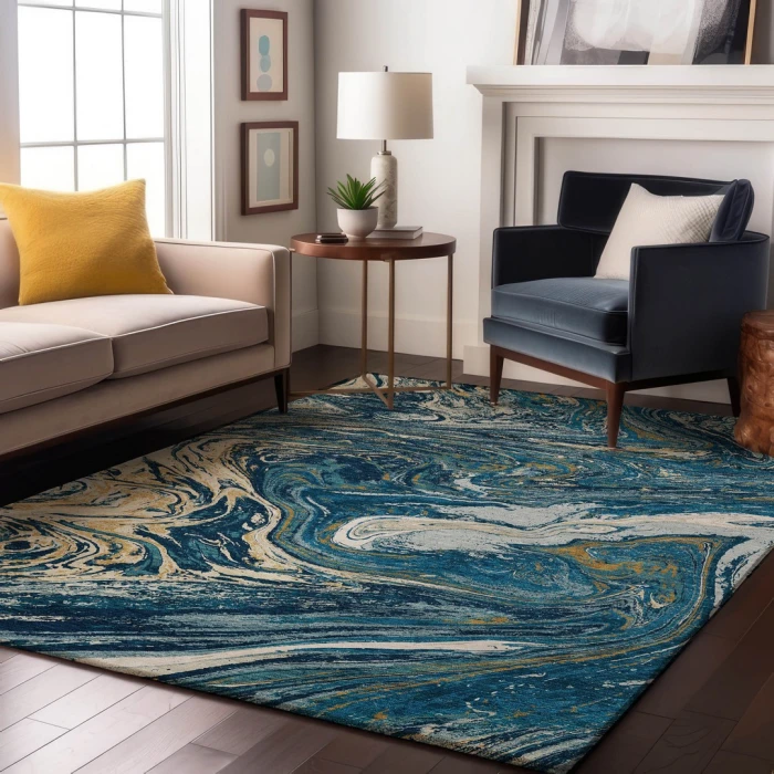 Addison Mayfield Blue AMF1061 - 8ft. Round Rug