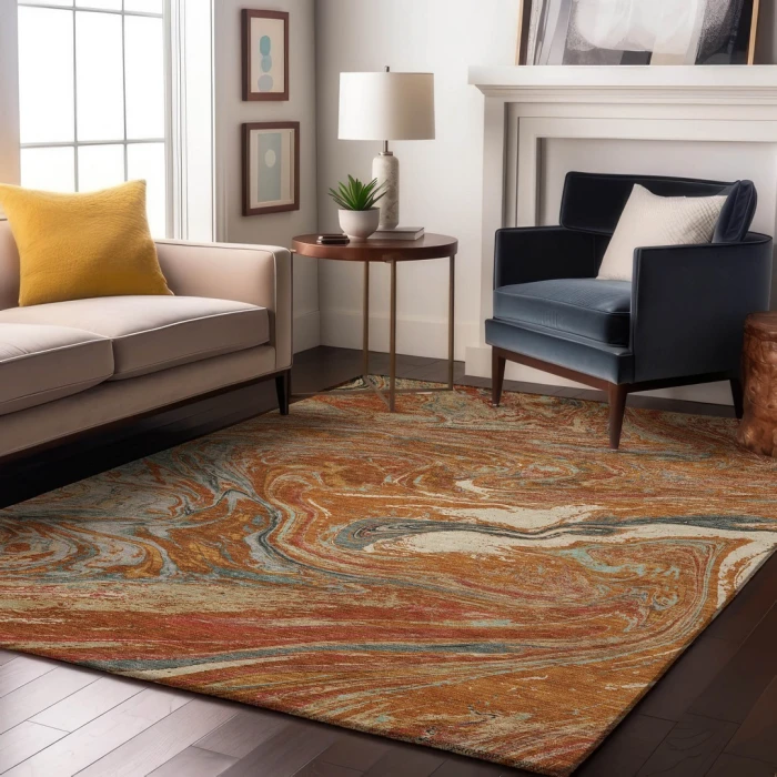 Addison Mayfield Orange AMF1061 - 8ft. Round Rug