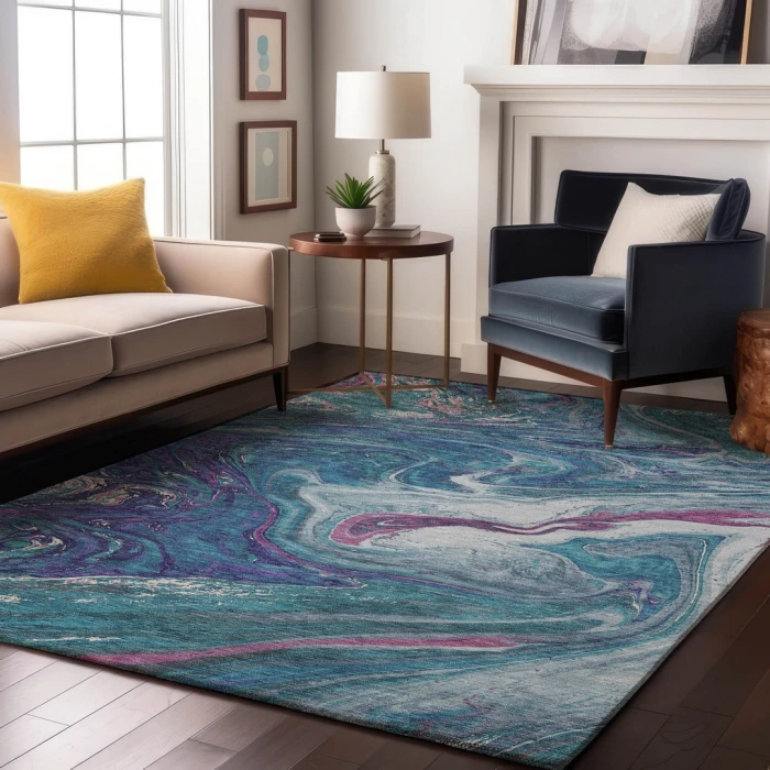 Addison Mayfield Teal AMF1061 - 8ft. Round Rug