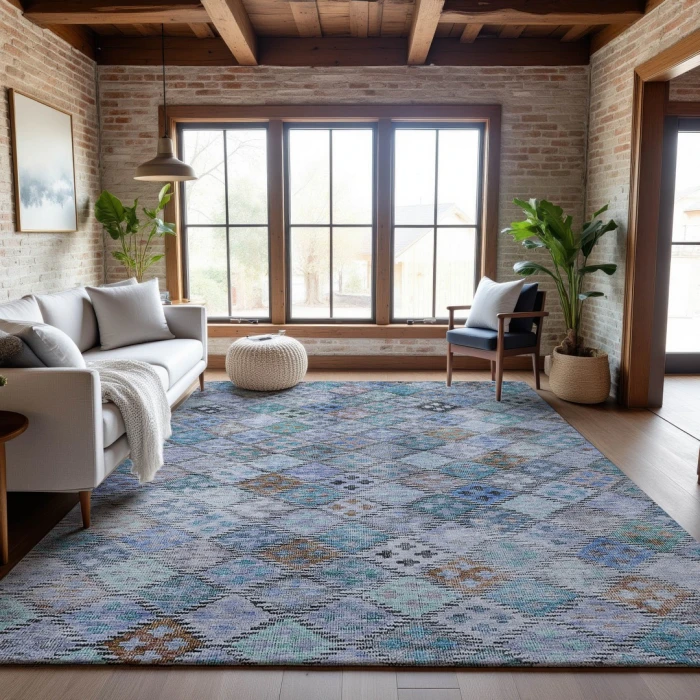 Addison Mayfield Blue AMF1081 - 8ft. Round Rug