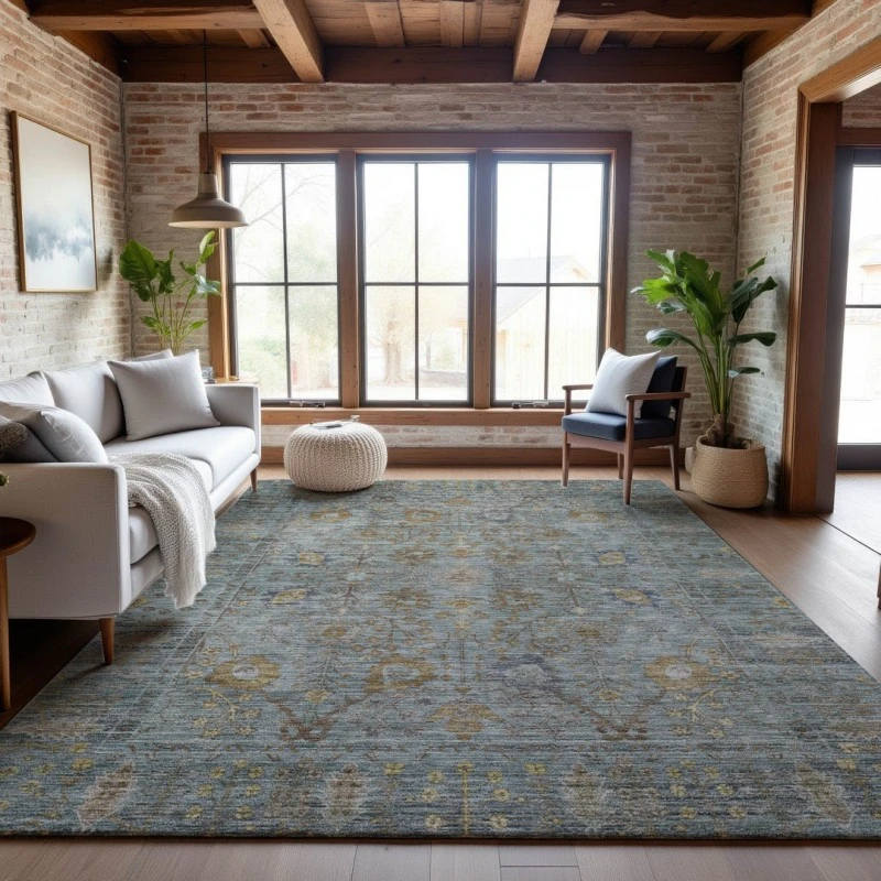 Addison Mayfield Teal AMF1106 - 8ft. Round Rug