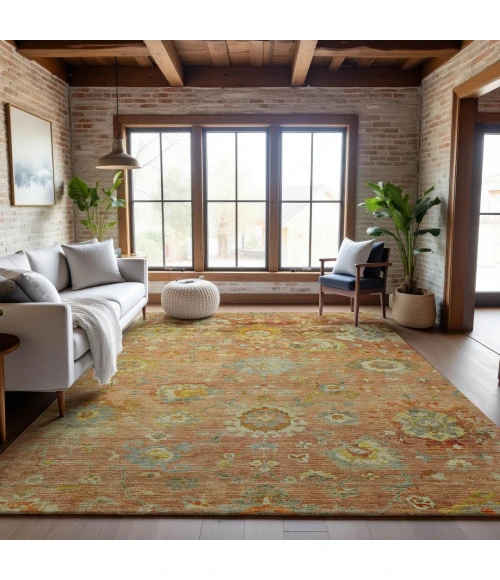 Addison Mayfield Orange AMF1107 - 8ft. Round Rug