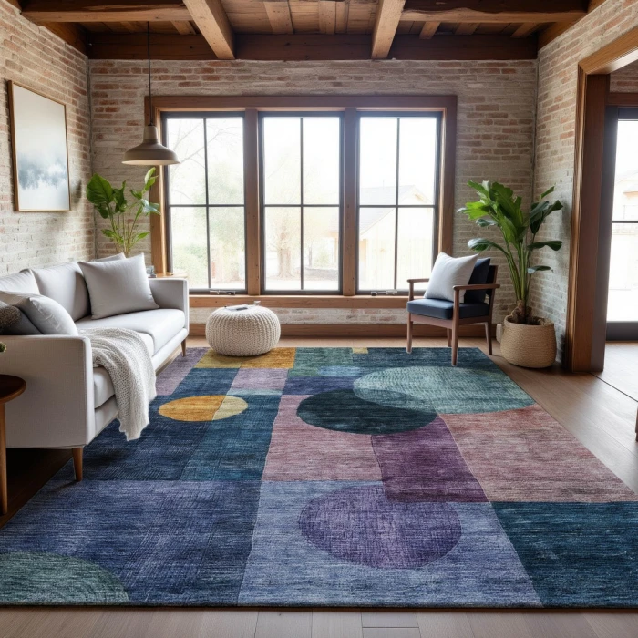 Addison Mayfield Blue AMF1114 - 8ft. Round Rug