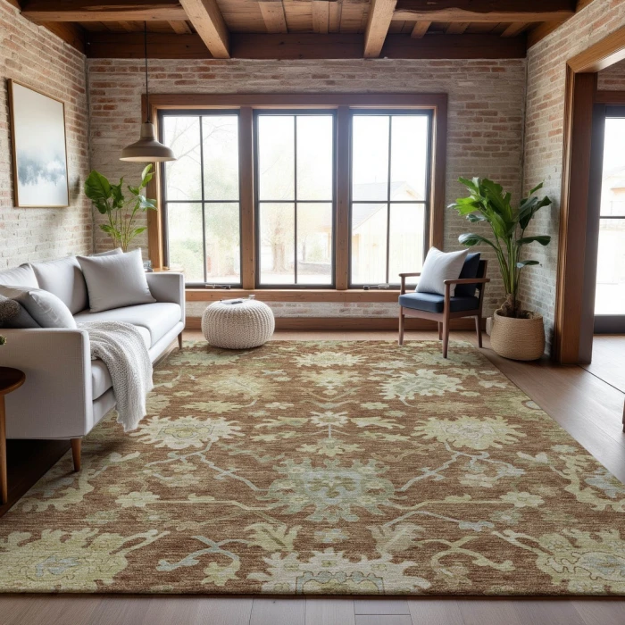 Addison Mayfield Orange AMF1150 - 8ft. Round Rug