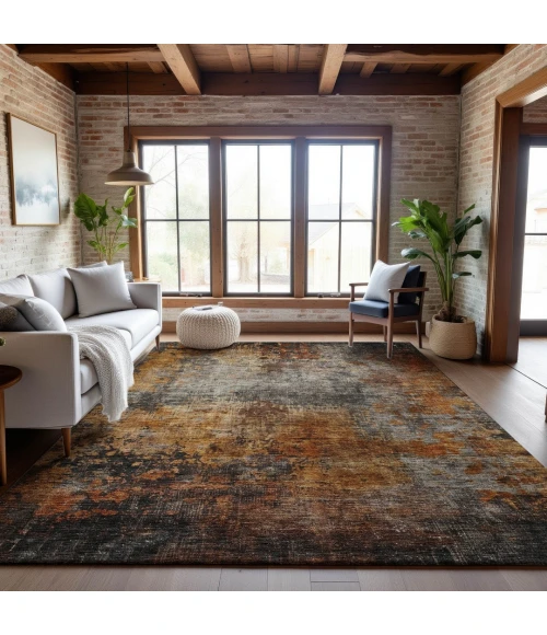 Addison Mayfield Orange AMF1210 - 8ft. Round Rug